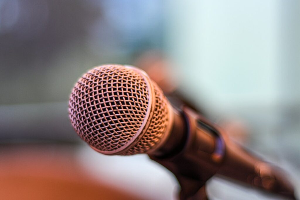 Professional microphone prepared for media recording