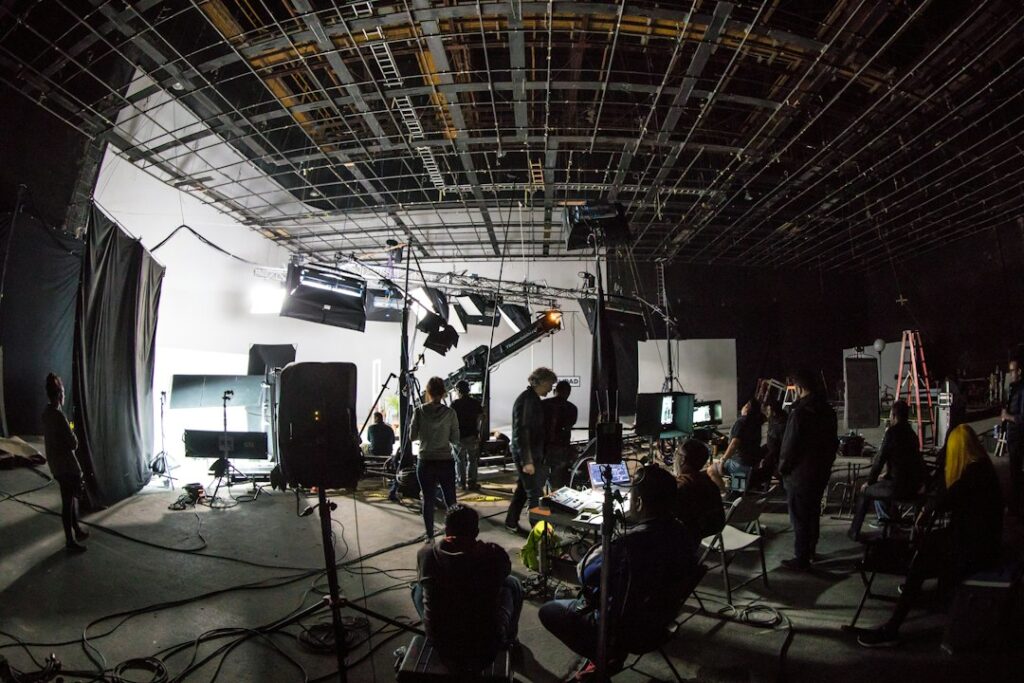 Professional video production studio setup